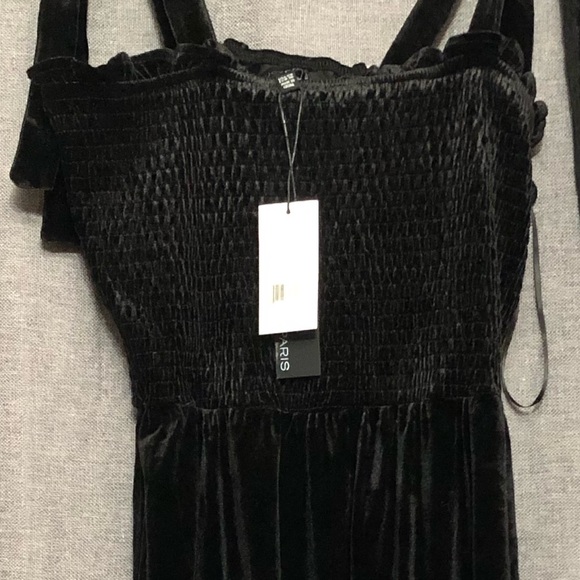 Lucy Paris Velvet Ruffle Smocked Midi Size XS Black New MSRP $98 - Picture 6 of 7